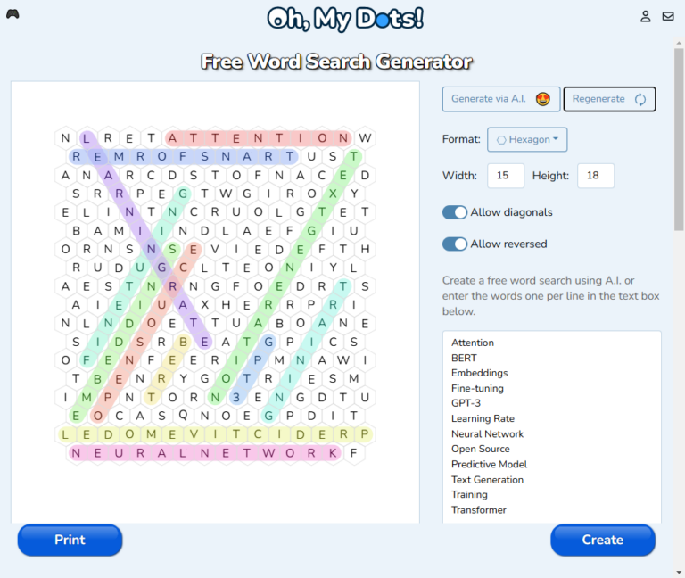 How to Create a Hexagonal Word Search Game : Oh My Dots!