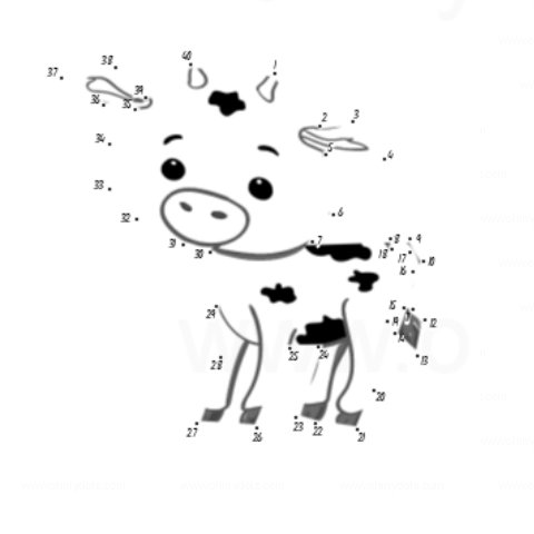 Play Or Print The Free Little Cute Baby Calf Connect The Dots Game 